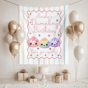 Dumpling Birthday Tapestry, Personalized Kawaii Dumpling Birthday Banner, Pink Dumpling Theme Girl Birthday Party Decoration Photo Backdrop c9d61e49-3520-4e7d-8d1f-6ef0e61e0a71-3-1.png