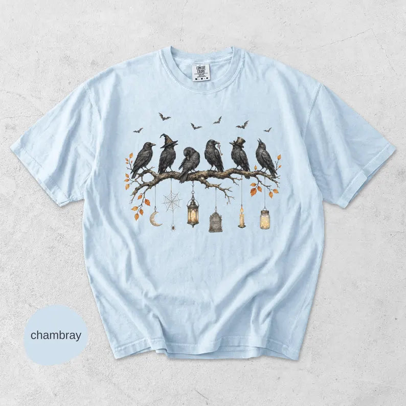 Comfort Colors Black Crow Halloween t-shirt, Cute Spooky Season Fall Tshirt, October Tee Woman, Halloween Bird Top, Halloween Shirt Women c9d9cbf4-3a12-41d3-8eba-eb47b954754b-fghn-4-.webp