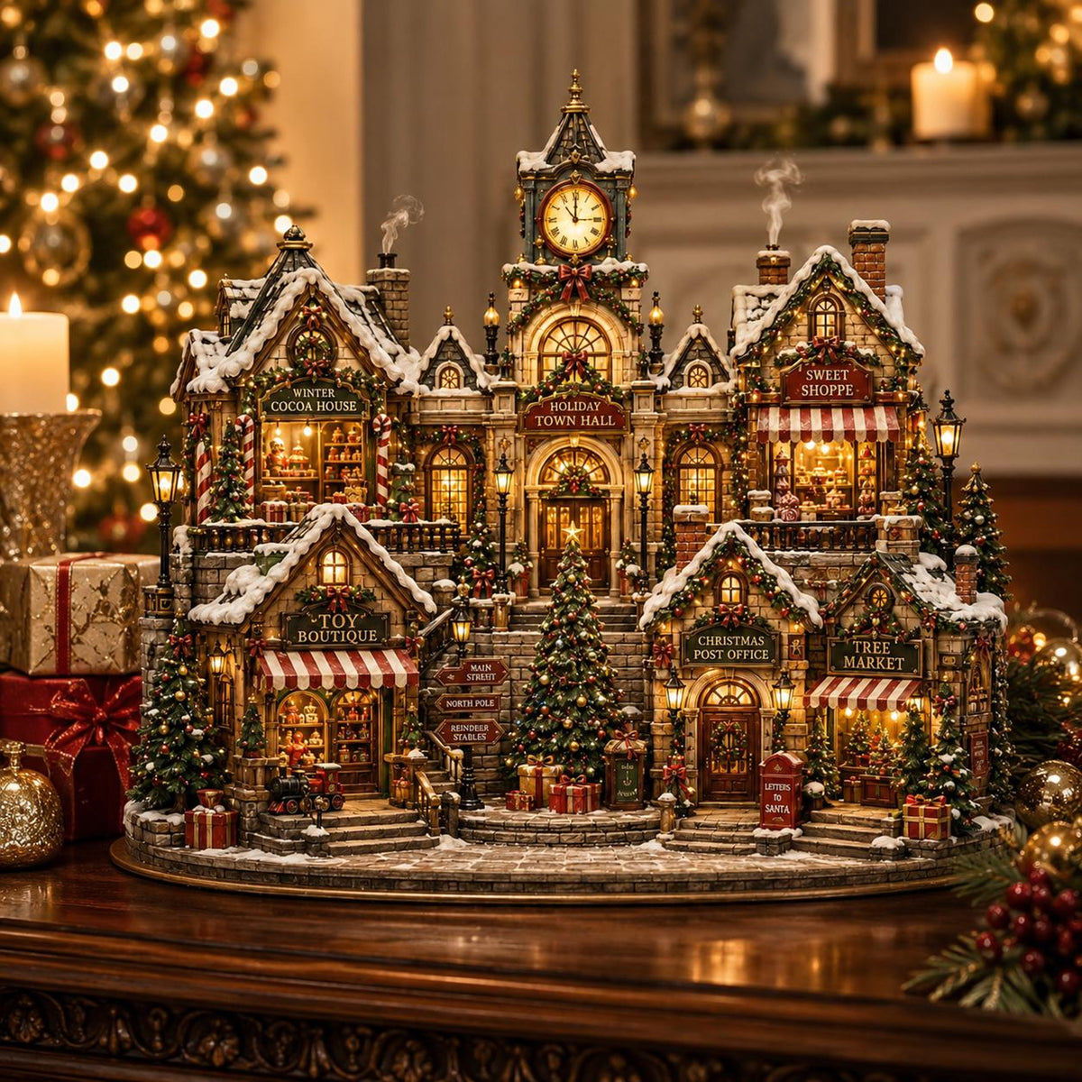 Christmas Village Wooden Block Decor, Holiday Town Hall Display, Rustic Winter Mantel Ornament, Festive Tabletop Gift Decor c9f4dcf4-0405-4694-9d07-52334d29a1d7-6.jpg