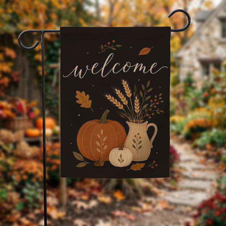 Welcome Fall Garden Flag, Pumpkin Welcome Flag, Autumn Porch Decor, Farmhouse Harvest Yard Flag, Rustic Outdoor Seasonal Flag c9f61b1c-8f5c-453b-bd27-644e24558fce-ghgh-1-.jpg