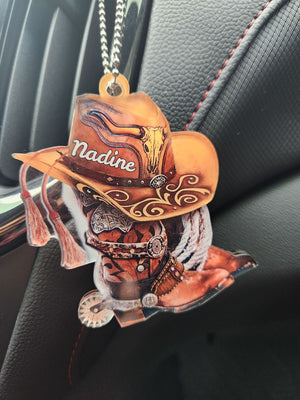 Personalized BOOTS AND HAT COWBOY Acrylic Car Ornament Christmas Ornament
