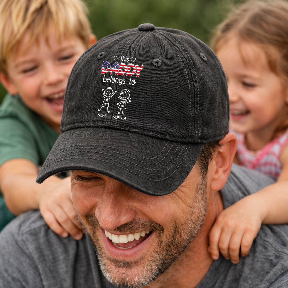 This Grandpa Belongs To Us America - Personalized Custom Vintage Classic Cap