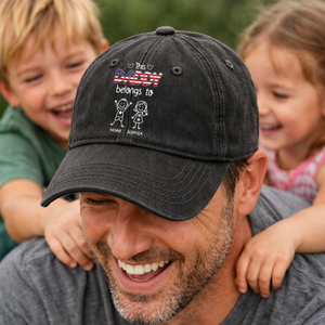 This Grandpa Belongs To Us America - Personalized Custom Vintage Classic Cap