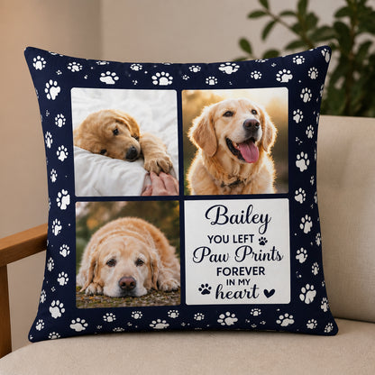 Pet Memorial Photo Collage Pillow – You Left Paw Prints Forever In My Heart - Personalized Pillow ca0b17ef-41a3-4d59-854d-cecf4a9f5ac1.jpg