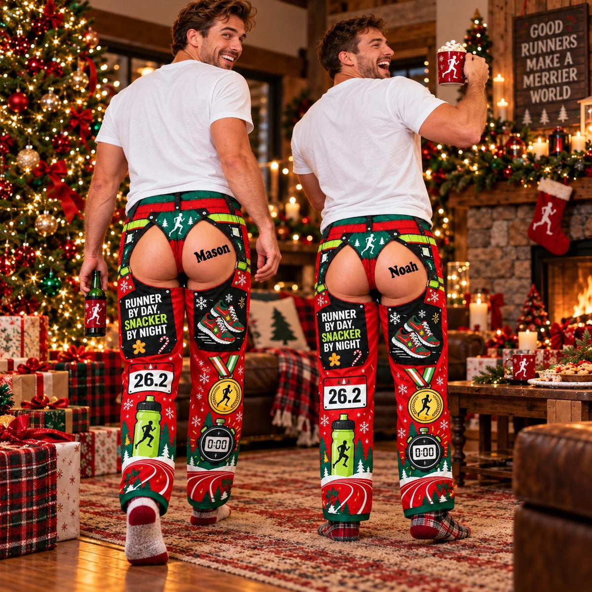 Personalized Runner Ugly Christmas Pajama Pants: Custom Funny Faux Chaps Bottoms ca0def88-f242-4f75-9bea-aeded8712879-2.jpg