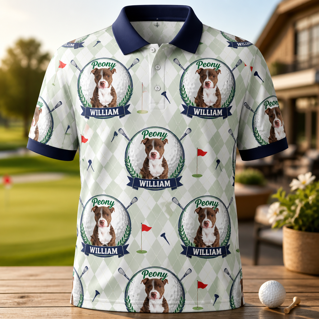 Custom Pet Photo Golf Crest Polo – Upload Dog + Names - Personalized Polo shirt - All over printed ca44d499-37d1-4b9f-b0af-e2967006b57b.png