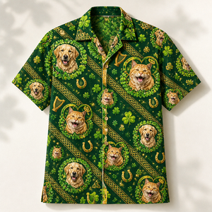 Custom St. Patrick's Day Pet Photo Hawaiian Shirt – Shamrocks & Gold - Personalized Hawaiian Shirt ca580c9f-f40b-446b-aa75-69fd04348033.png