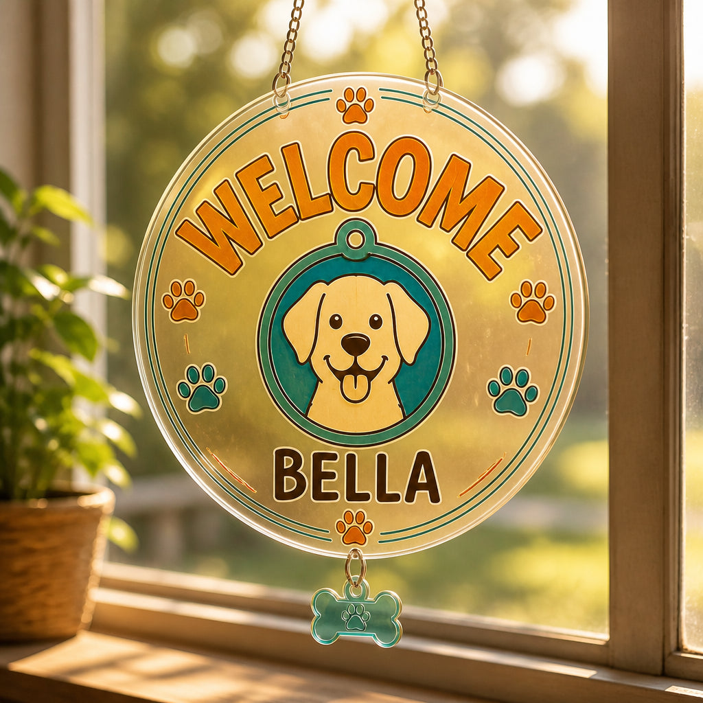 Welcome Pet Name Doormat – Dog Paw Edition - Personalized 1 Layered Suncatcher with Charm ca5af8f1-fd73-48f4-b21b-f773a471b2bb.jpg