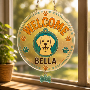 Welcome Pet Name Doormat – Dog Paw Edition - Personalized 1 Layered Suncatcher with Charm ca5af8f1-fd73-48f4-b21b-f773a471b2bb.jpg