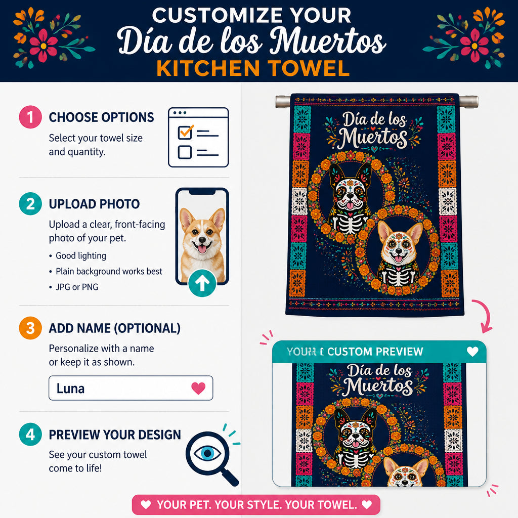 Day of the Dead Pet Portrait Kitchen Towel - Personalized Kitchen Towel ca7eab23-61ae-4126-882f-bb22797fa0eb.jpg