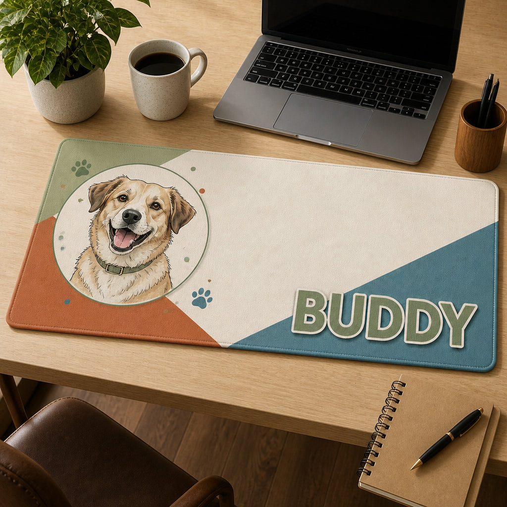 Custom Pet Portrait Desk Mat with Name - Personalized Leather Deskmat ca9196ff-d09d-4a10-adf5-67f13bdc7248.jpg