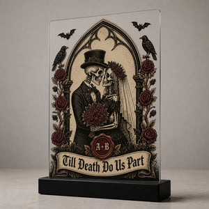 Gothic Skeleton Couple Acrylic Plaque — Till Death Do Us Part (Monogram) - Personalized Acrylic Plaque ca936825-95ab-4648-9185-e361a8a2869d.jpg