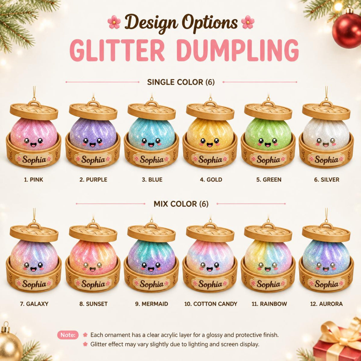 Personalized Glitter Dumpling Ornament, Squishy Dumpling Custom Name Gift, Kids Christmas Gift, Dumpling Lover Gift, Cute Food Keepsake cac77666-5078-40da-9a97-d4943dee890e-2.jpg