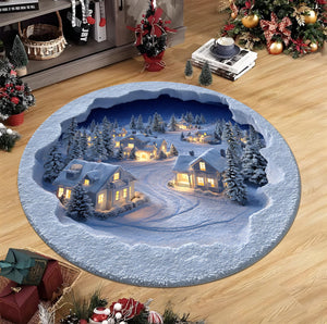 3D Snow Village Round Rug, Winter Scene Carpet for Living Room, Christmas Home Decor Cozy Holiday Floor Mat cacabf13-1331-4f44-bb1d-bd8d030806c4-1.jpg