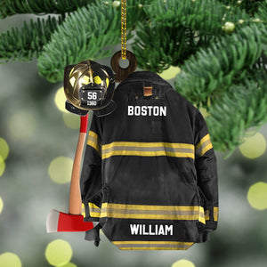 Firefighter Helmet Armor Personalized Ornament Gifts For Fireman, Custom Acrylic Flat Firefighter Ornament for Him