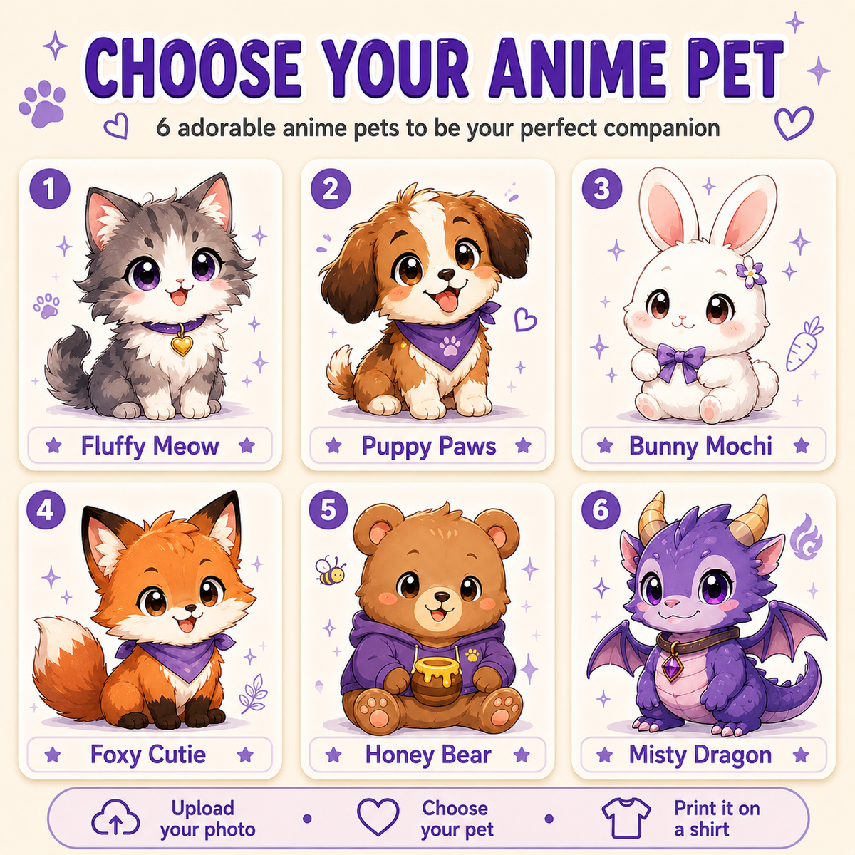 Custom Anime Kids T-Shirt with Pet, Personalized Photo Anime Shirt for Boys & Girls, Add Name, Cute Anime Character Gift for Kids