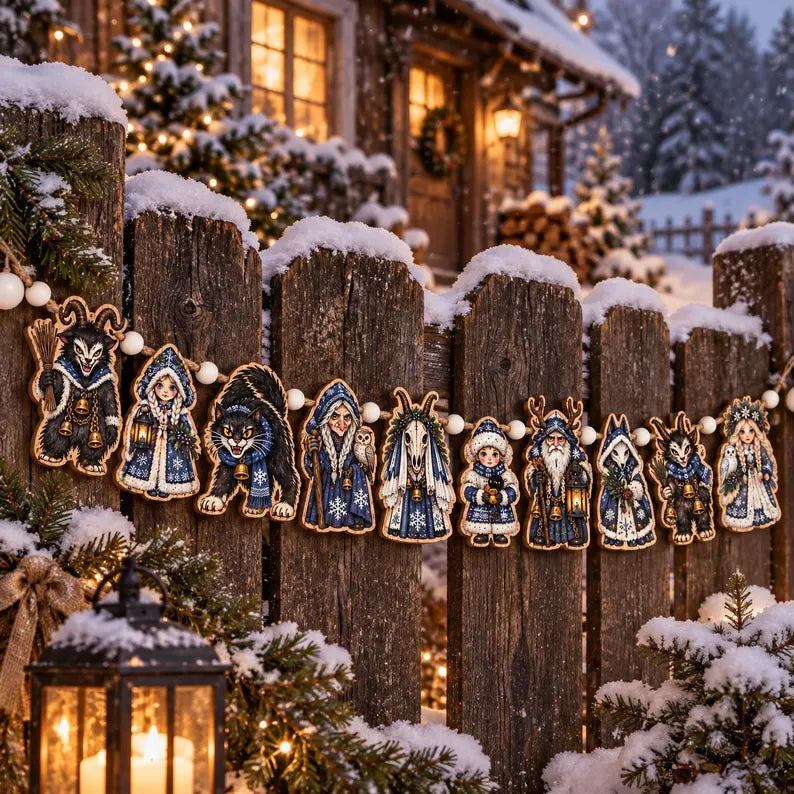 Yule Folklore Christmas Wood Garland: Blue Krampus and Winter Witch Beaded Mantel Banner cae90c74-0510-4efc-9e4b-b4d2d02475a7-fgdf-7-.webp