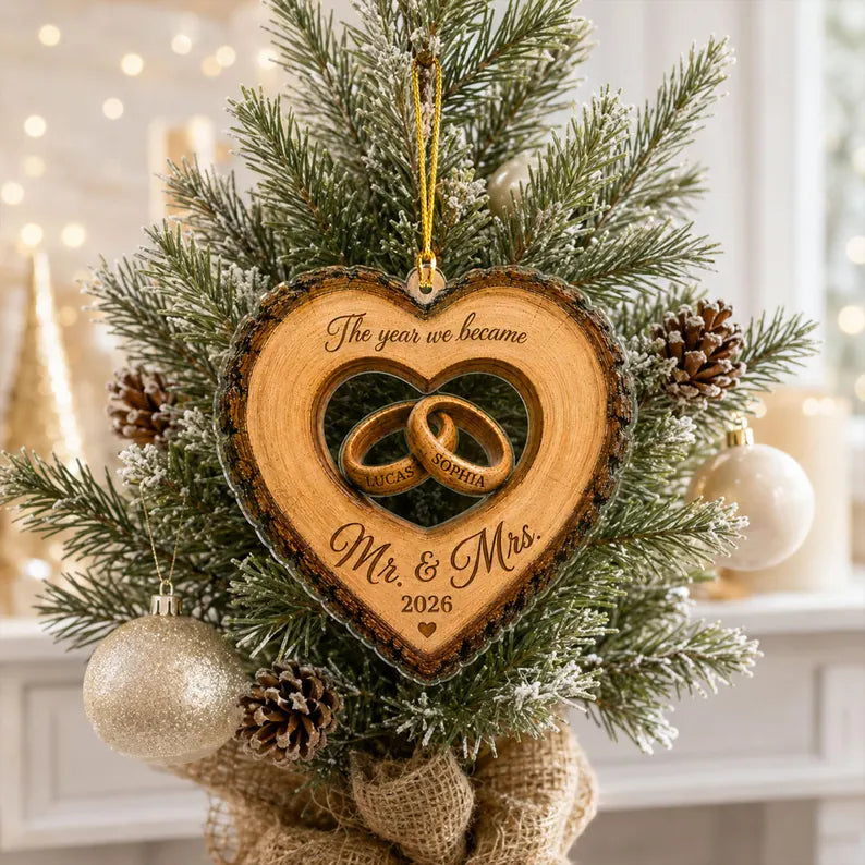 Custom The Year We Became Mr & Mrs Ornament, Personalized Heart Ring Christmas Ornament, Newlywed 2026 Wedding Gift caeec668-800c-443a-b7e7-e45b43e48d2b-ewrewrew-5-.webp