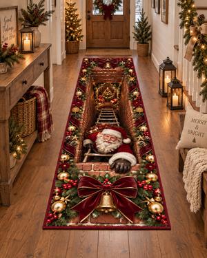 Santa Christmas Runner Rug,3d christmas rug 3D Chimney Illusion Rug, Burgundy Gold Holiday Decor, Christmas Hallway Runner, Festive Xmas Rug cafd9bfe-40f1-4753-8eba-5e35fe07ad65-5348ddf1-276b-47a2-ad71-18358b8a329b.png