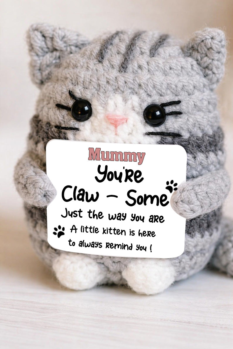 Crochet Cat Encouragement Gift You re Claw-Some Positive Plush Cat Lover Gift for Her, Exam Good Luck, Small Mother s Day Gift