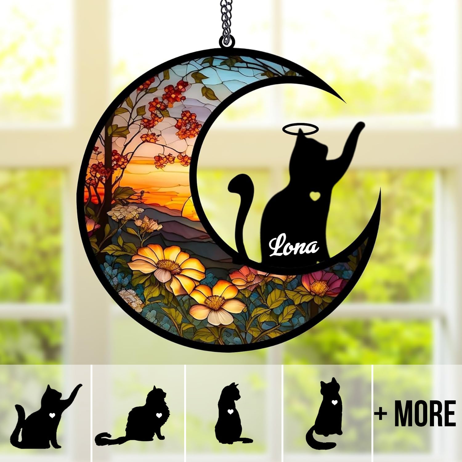 Cat Memorial Suncatcher for Windows Memorial Ornament, Pet Sympathy Gift to Memorialize The Loss, Cat Sun Catchers with Personalized Decorations in Loving Memory for Loss