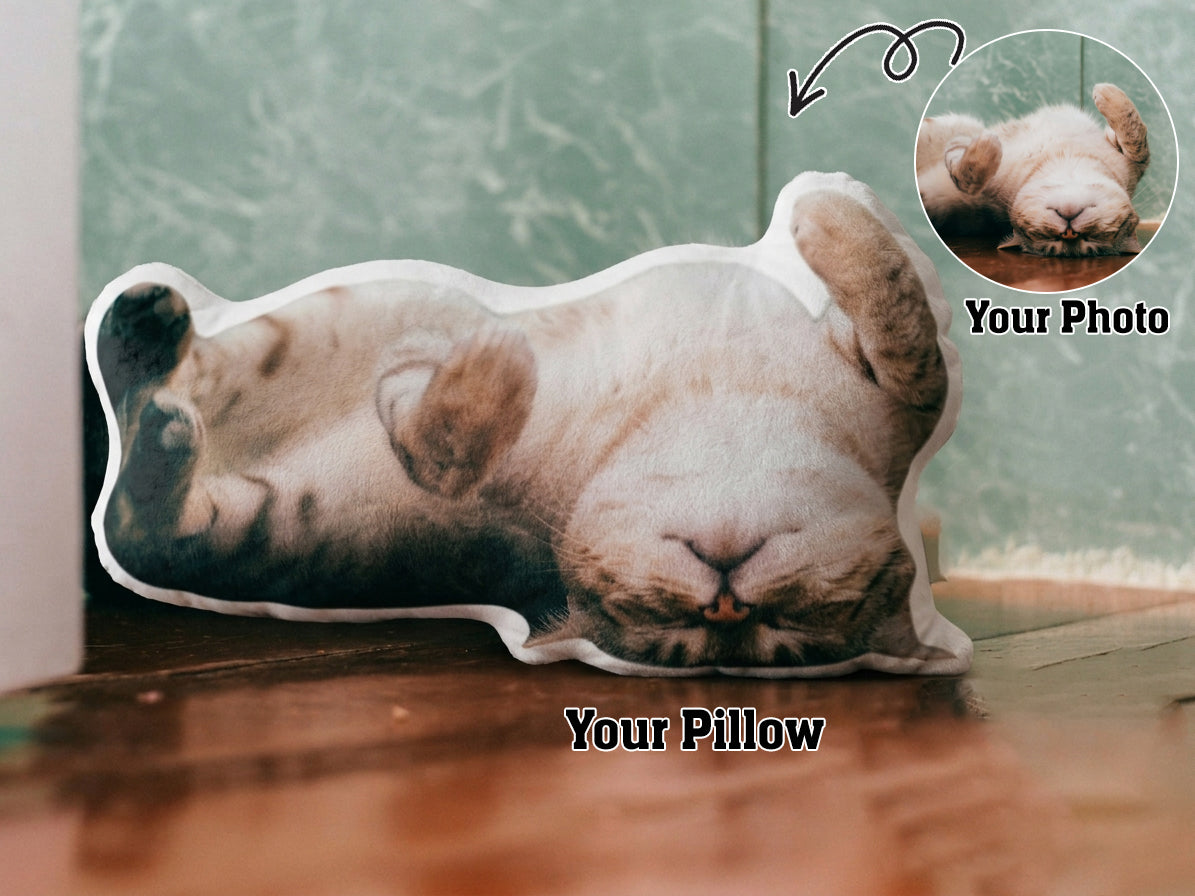 Custom Cat Pillow: Personalized Pet Pillow From Photo, Cat Memorial Gift, Custom Plushie