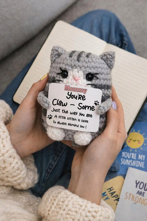 Crochet Cat Encouragement Gift You re Claw-Some Positive Plush Cat Lover Gift for Her, Exam Good Luck, Small Mother s Day Gift