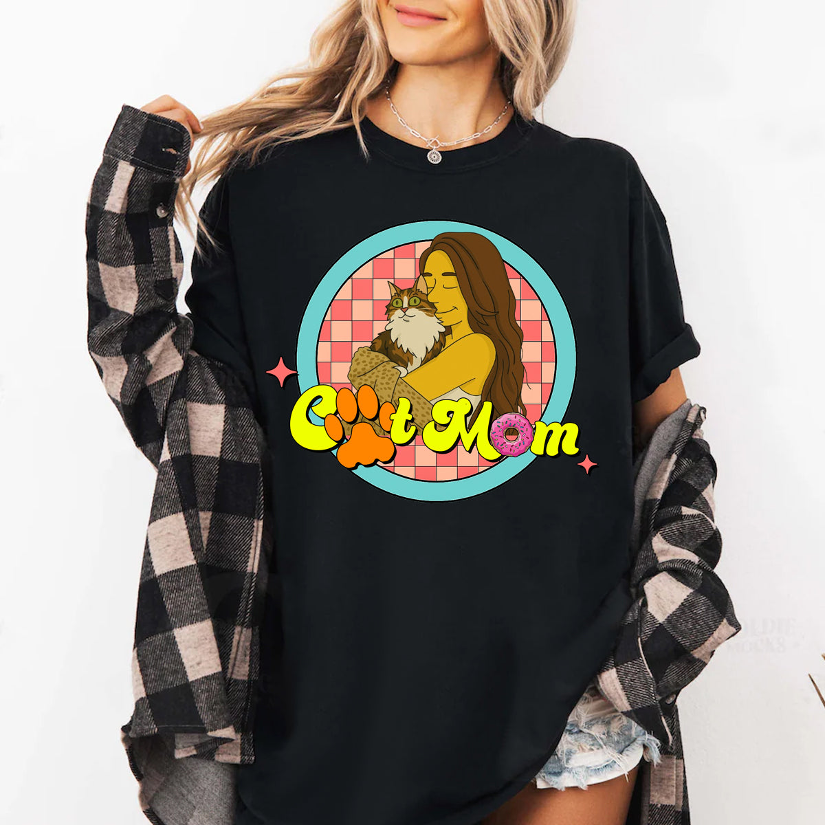 Cat Mom Simpsonized Portrait Custom Your Photo - Personalized Photo Shirt Gift For Cat Mom, Cat Lovers, Birthday Gift