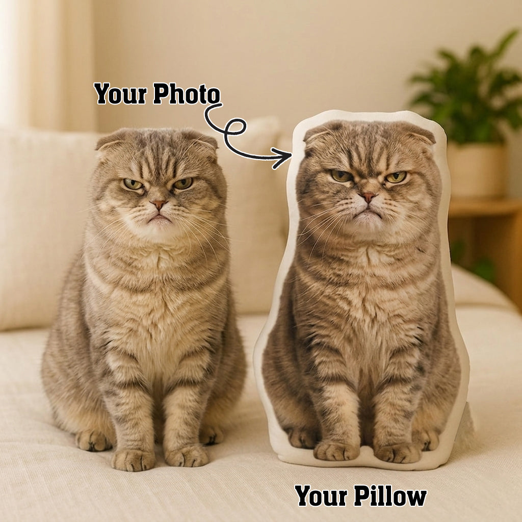 Custom Cat Pillow: Personalized Pet Pillow From Photo, Cat Memorial Gift, Custom Plushie