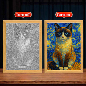 Personalized Cats Night Light , Custom Cat Photo, Cat Lover Gift, Pet Gift for Him Led Night Light Home Bedside Table Room Decor Friends Kids Birthday Gifts Moon Lamp