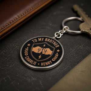 Brother Coin Keychain – Double‑Sided with Two Names - Personalized Color Printed Stainless Steel Keychain cb19c6d7-1c10-4b61-b348-a442e26beb31.jpg