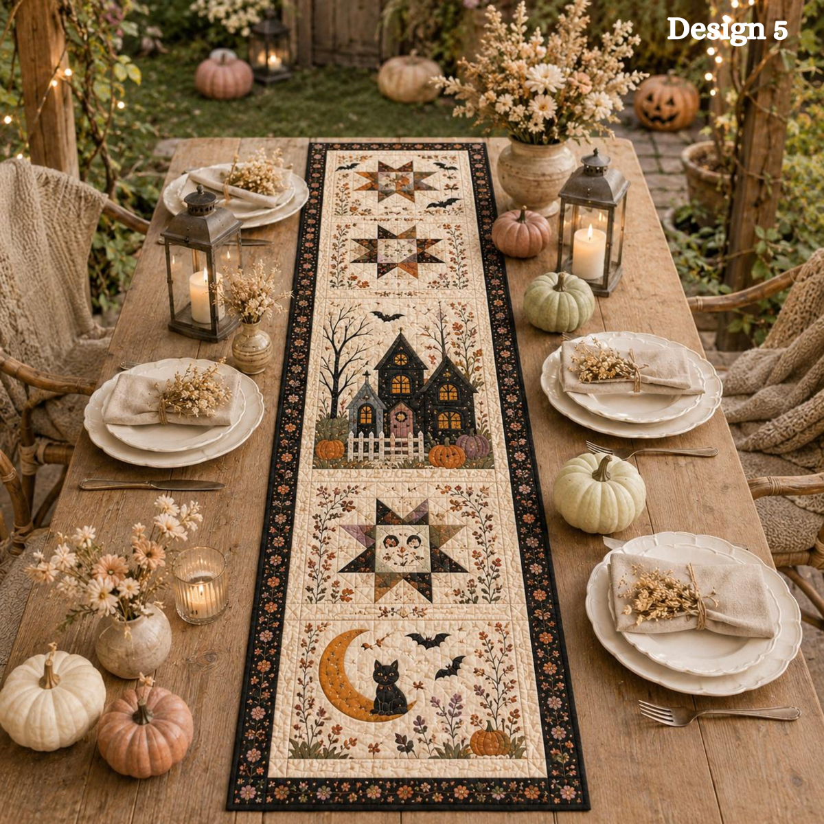 Halloween Quilted Table Runner, Fall Table Runner, Pumpkin Cat Ghost Bat Table Decor, Spooky Autumn Dining Table Runner Halloween Home Decor cb19e29c-c46b-4d1b-9778-a59300f058b0-banner-6.png