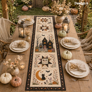 Halloween Quilted Table Runner, Fall Table Runner, Pumpkin Cat Ghost Bat Table Decor, Spooky Autumn Dining Table Runner Halloween Home Decor cb19e29c-c46b-4d1b-9778-a59300f058b0-banner-6.png
