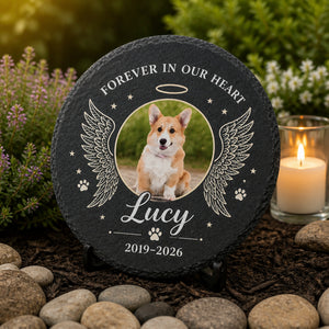 Pet Memorial Slate – Forever In Our Heart (Photo, Name & Years) - Personalized Slate Memorial Stone cb251f8b-e530-4a4c-90de-51c11702fdac.jpg