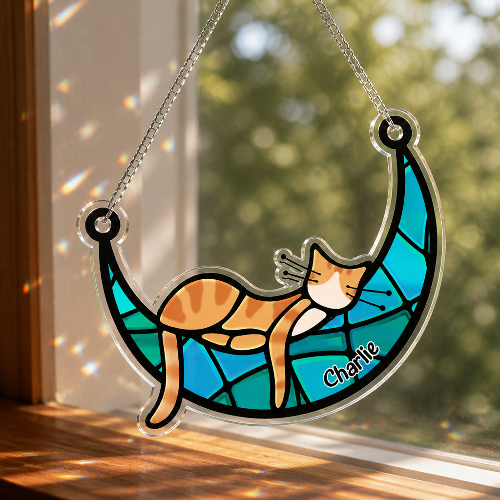 Personalized Stained-Glass Cat Suncatcher (Pet Name) - Personalized Suncatcher Ornament cb4ab7dd-8c4b-45e6-9217-c186132767ea.jpg