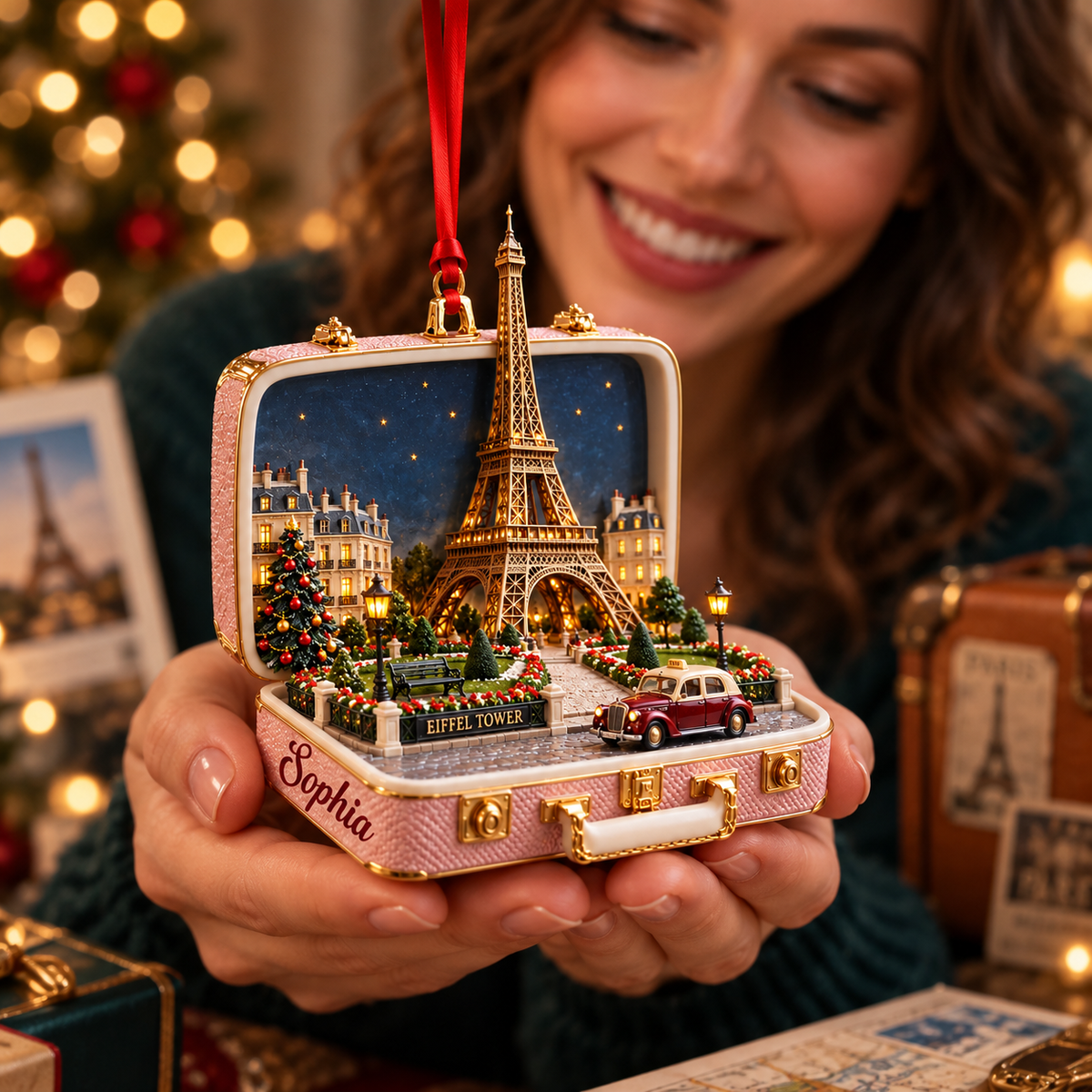 Personalized Eiffel Tower 3D Suitcase Christmas Ornament – Paris Travel Souvenir & Gift for Paris Lovers cb63921a-6f85-4984-ba6e-b0a21dd5649a-Joyful-Eiffel-Tower-Keepsake-Moment-4.png