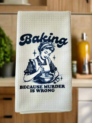 Baking Because Murder is Wrong Funny Retro Kitchen Towel | Vintage Cat Gift For Mom Dish Towels | Housewarming Shower cba6c570-92f4-4ee2-9482-1ffaa9937366-dgdgf.webp