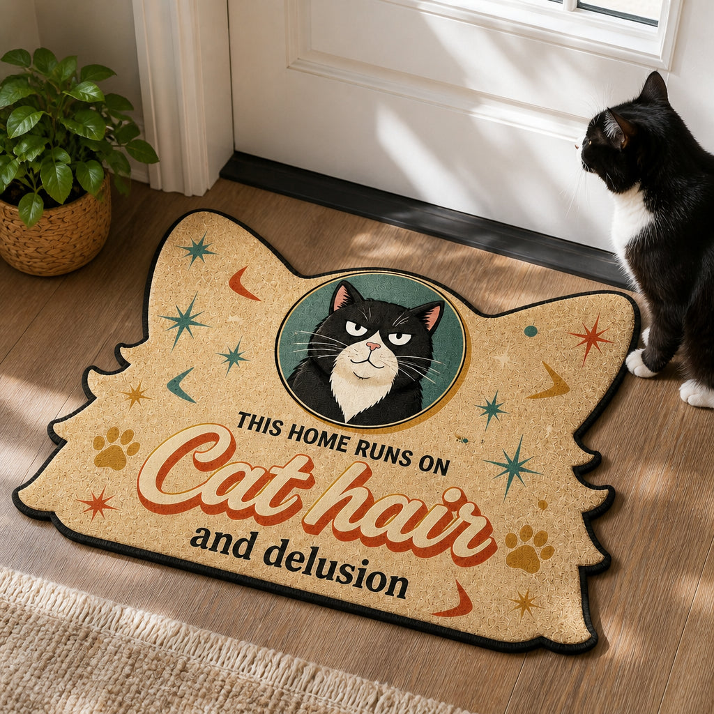 Cat Hair & Delusion – Retro Photo-Pet Doormat - Personalized Custom Shape Doormat (ZB) cbb416b3-0882-4404-ad55-7256838bdebd.jpg