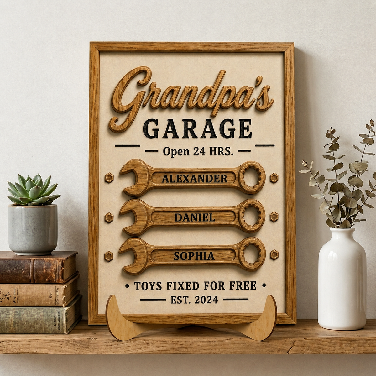 Personalized Grandpa Garage Sign With Kids Name, Papa Tools Sign, Dad Workshop Sign, Fathers Day Gift For Dad Grandpa