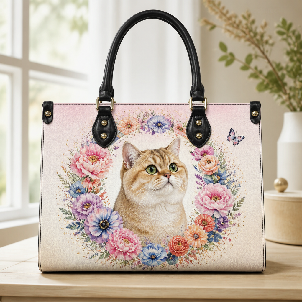 Custom Pet Photo Floral Leather Shoulder Bag - Personalized Leather Shoulder Bag cbdb8efb-7abb-40ca-96ae-7687e9f61b86.png