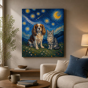 Pet Duo Under a Starry Sky – Impressionist Canvas - Canvas cbe66fb5-cf87-4b3b-85ec-a665cd145c8b.jpg