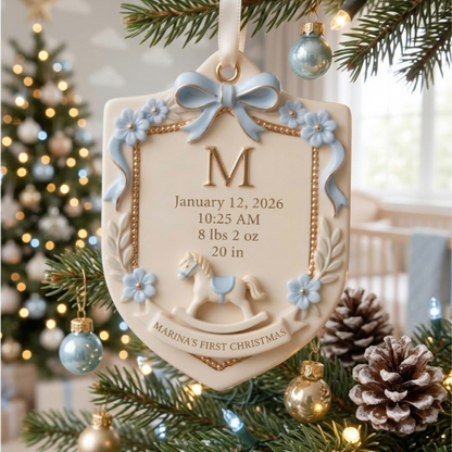 Birth Stats Heirloom Crest - Personalized Baby's First Christmas Ornament - Personalized Real 3D Ornament cbfd2d32-353b-465e-a0f8-b34f56d83eb9-4.png
