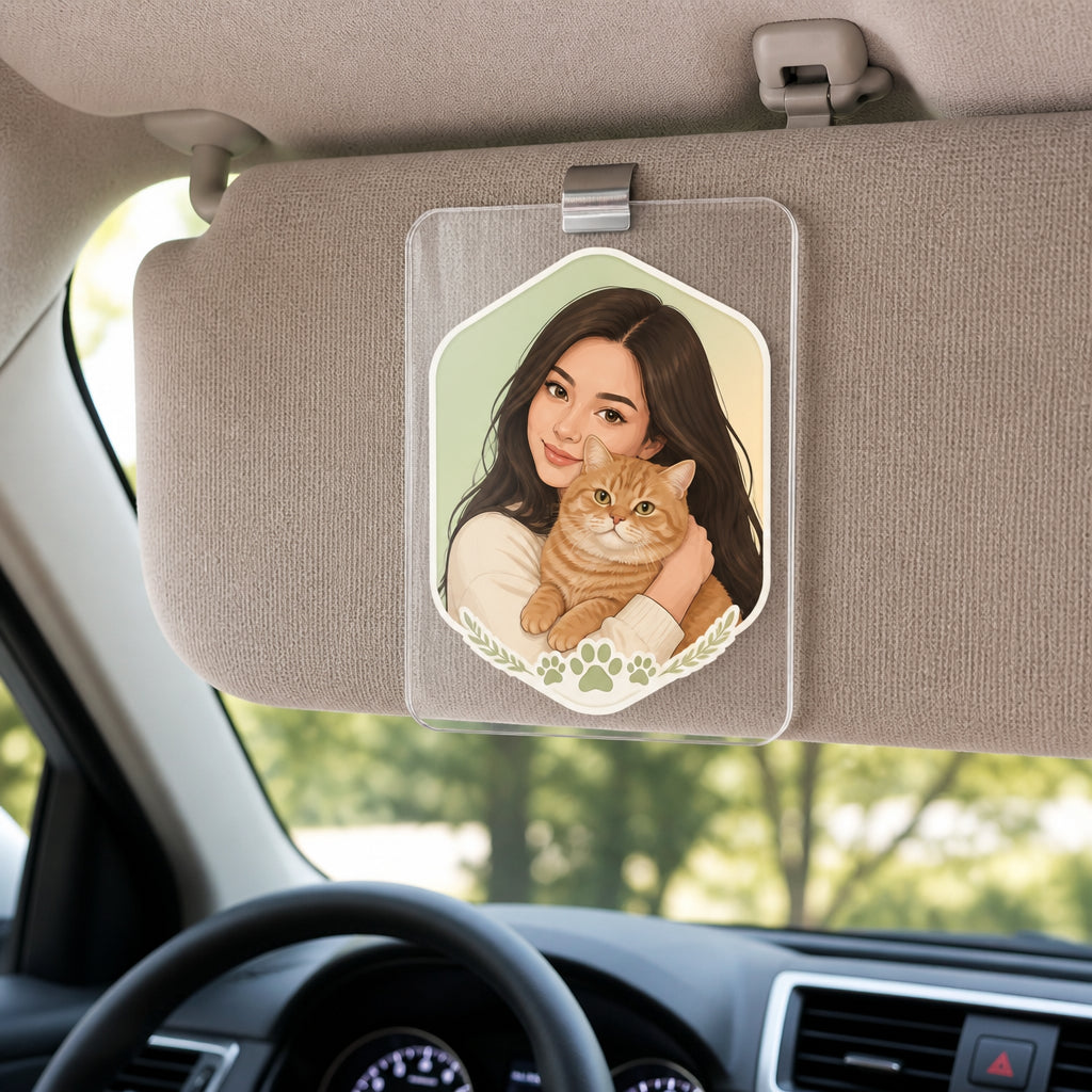Custom Pet Portrait Car Visor Clip – Photo-to-Art Badge - Personalized Car Visor Clip cc063cf4-e4be-4431-afb0-d665fc570f86.jpg