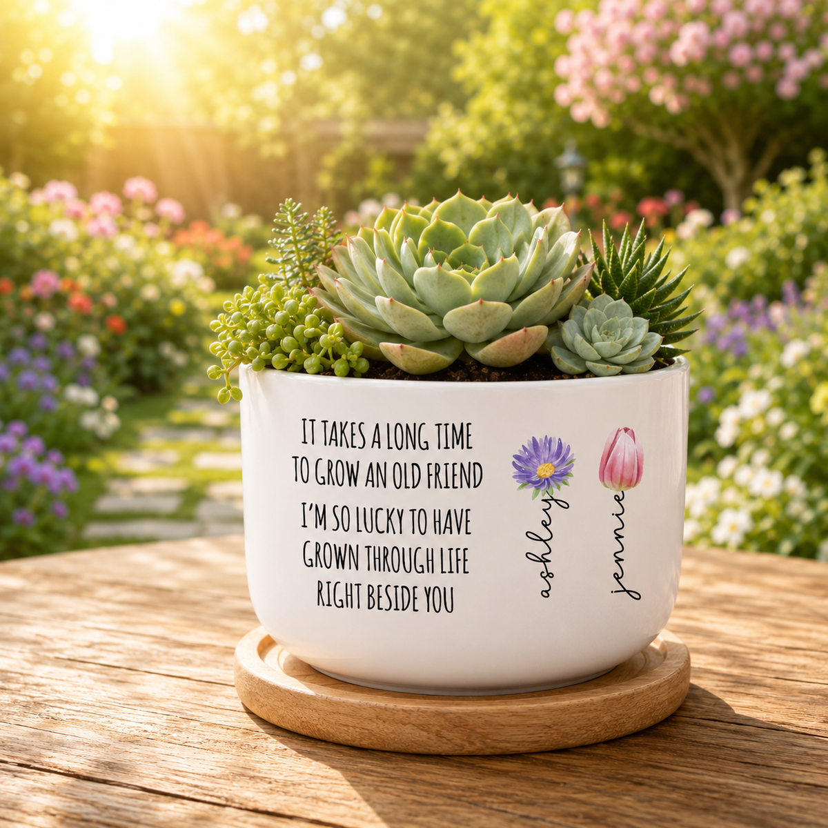 Personalized Friendship Gift, Bestie Plant Pot, Custom Birth Flower Pot, Gift For Friend