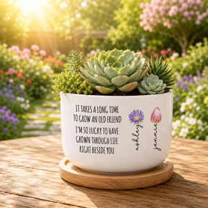 Personalized Friendship Gift, Bestie Plant Pot, Custom Birth Flower Pot, Gift For Friend