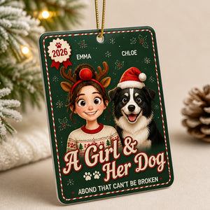 A Girl & Her Dog — Custom Cartoon Portrait Aluminum Ornament - Personalized Aluminum Ornament cc18b73e-b075-40a3-b60e-b2066b7141d7.jpg