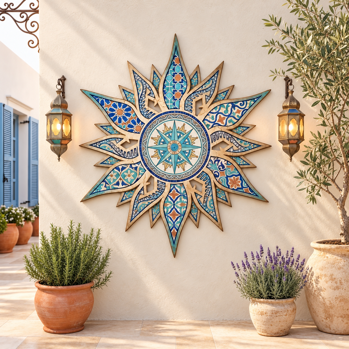 Mediterranean Mosaic Garden Sculpture, Celestial Sun Metal Wall Art, Turquoise Patina Sunburst Plaque, Outdoor Patio Southwest Decor, Unique Gift, Garden Gift cc405cf1-da4e-4cba-806c-dace3a5cfa94-Bi-n-la-b-n-liu-v-n-ng-s-m.png