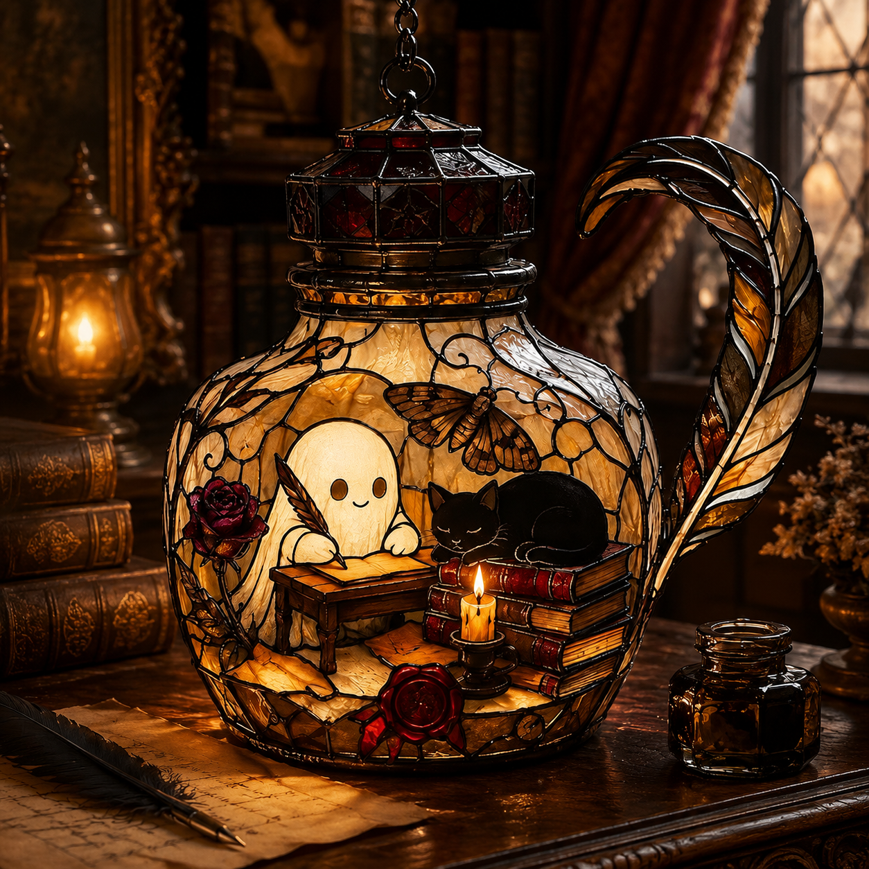 Spooky Ghost & Cat Stained Glass Halloween Lamp, Unique Gothic Decor, Faux Suncatcher Night Light, Witchy Room Art cc57028b-b375-4339-bb68-17ad31db5474-2227aebb-d2b3-4396-bb2f-ade9ef1805ab.png