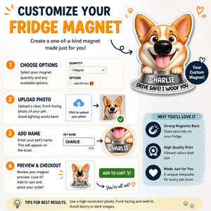 Custom Pet Cartoon Fridge Magnet – Drive Safe | Name + Photo Upload - Personalized Custom Shape Fridge Magnet cc943666-7c3a-4b8c-b16c-19ea63386f22.jpg
