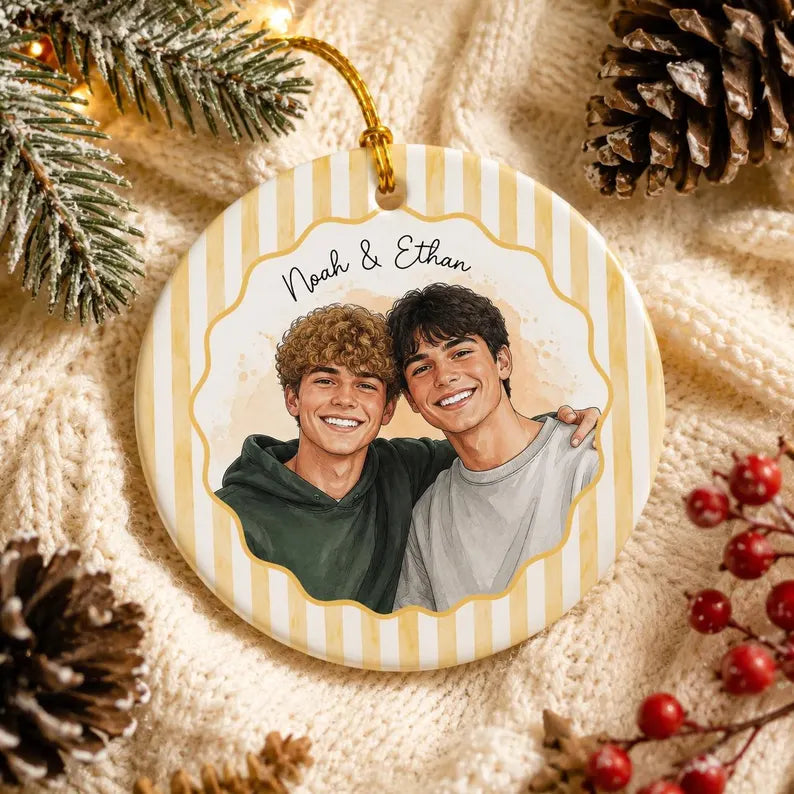 Personalized Watercolor Portrait Ceramic Ornament, Custom Couple Photo Ornament, Engagement Gift, Wedding Keepsake, Anniversary Gift cc9cf5c1-b25e-4475-900b-528bebeed92c-ggggggggggg-7-.webp